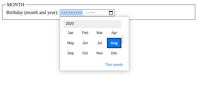 html 5 input month data type