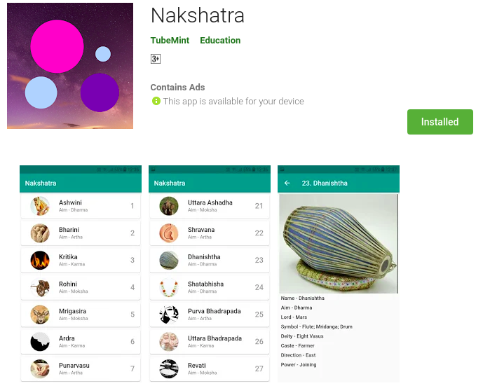 Nakshatra App For Vedic Astrology – TubeMint